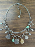 Beryohz Boho Vintage Silver Plated Pendants Collar Necklace for Women