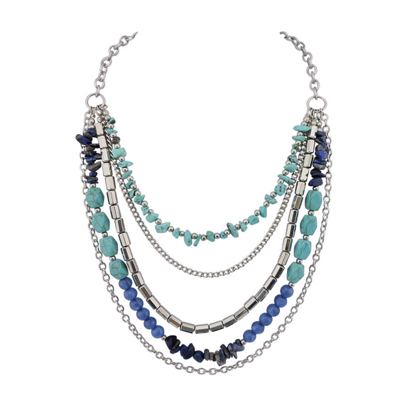 BOCAR Multi Layer Turquoise Necklace Statement Strands Necklace for Women