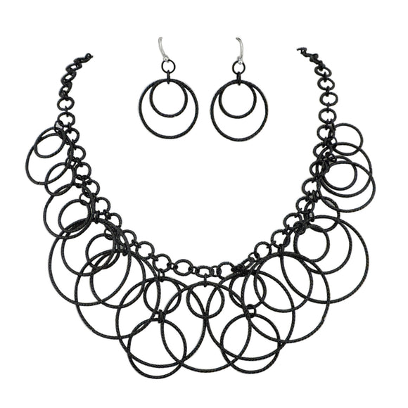 BOCAR Handmade Chain Hoops Statement Simple Short Necklace Earring Set for Women