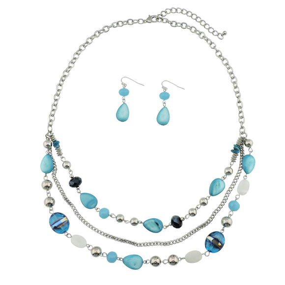 BOCAR Multilayer Colored Glaze Shell Beads Statement Women Chain Necklace