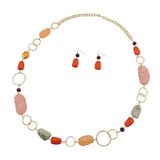 Bocar Fashion Long Chunky Crystal Beads Necklace and Earrings Set for Women