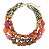 BOCAR 3 Layer Chunky Statement Beaded Necklace Fashion Multi Layer Women Collar Necklace