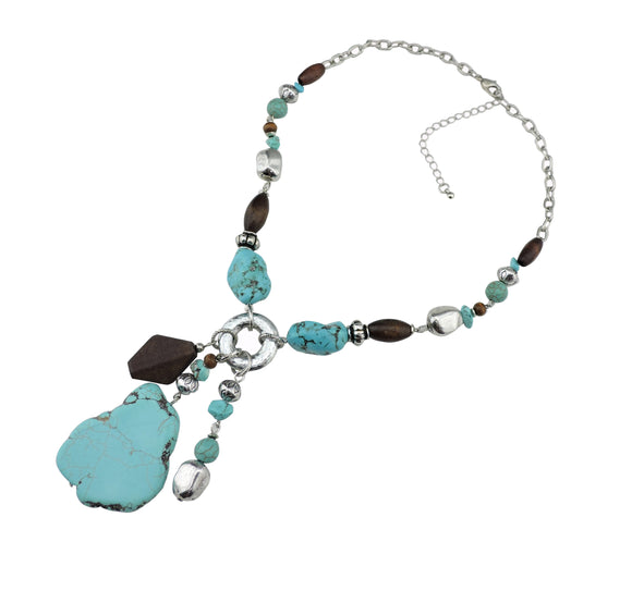 BOCAR Turquoise Statement Necklace with Pendant for Women Gifts (115)