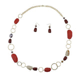 Bocar Fashion Long Chunky Crystal Beads Necklace and Earrings Set for Women