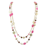 BOCAR Link Chain 2 Layer Crystal Wood Acrylic Colorful Women Party Long Necklace Gift