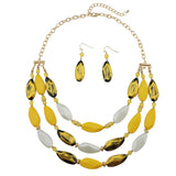 Bocar 3 Layer Beads Statement Necklace Earring for Women Jewelry Set