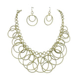 BOCAR Handmade Chain Hoops Statement Simple Short Necklace Earring Set for Women